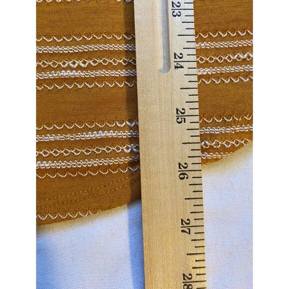 Sol + Luna Womens 1X Top Mustard Yellow Striped Peasant Blouse Bell Sleeves - Picture 5 of 9